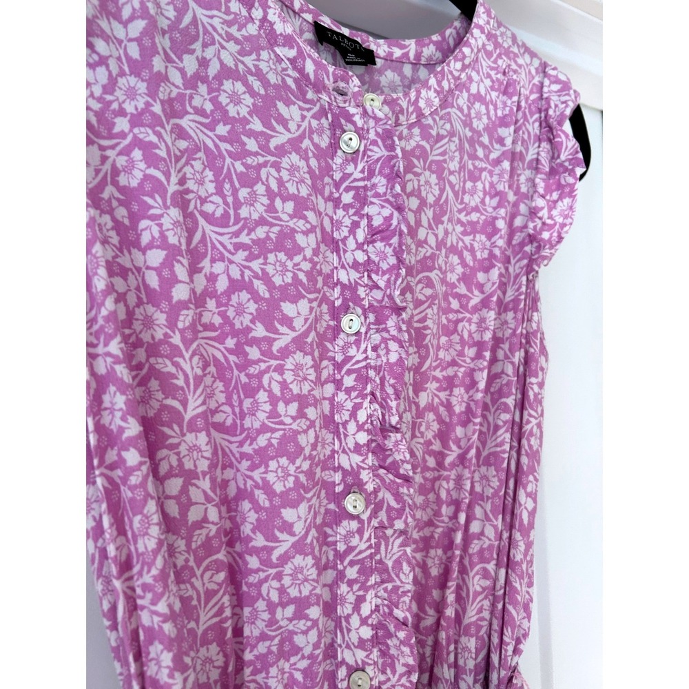 Talbots Petite Orchid Pink Floral Ruffle Tiered Midi Dress 6P Flutter Sleeve - Picture 5 of 11